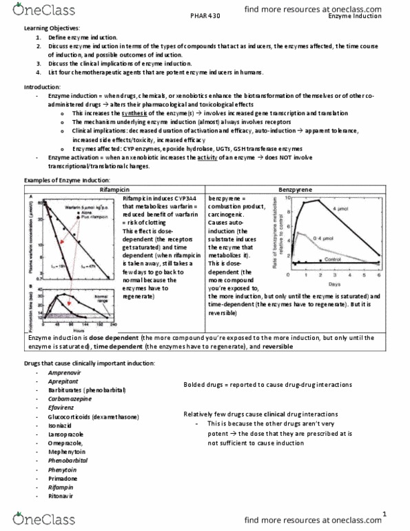 PHAR 430 Lecture Notes - Lecture 4: Epoxide Hydrolase, Rifampicin, Amprenavir thumbnail