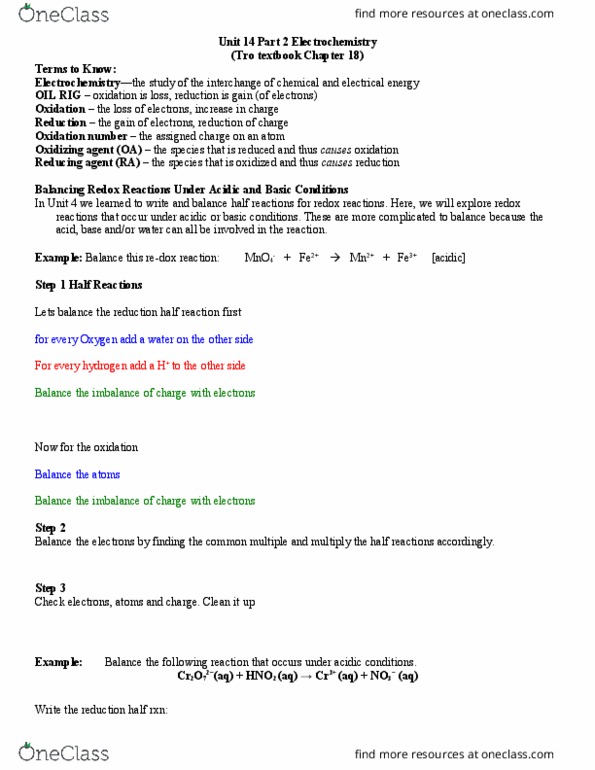 CHEM 103 Lecture Notes - Lecture 15: Standard Hydrogen Electrode, Galvanic Cell, Oxidizing Agent thumbnail