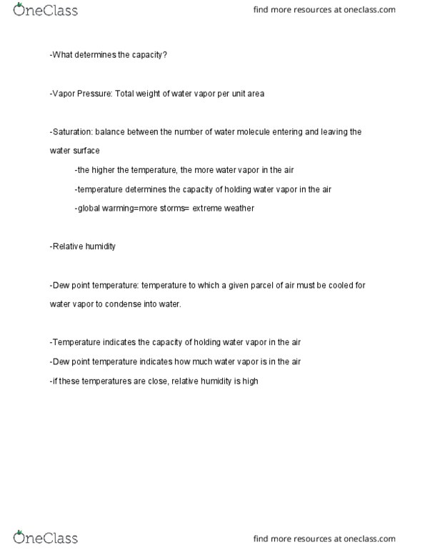 GEOL 102 Lecture Notes - Lecture 6: Dew Point, Water Vapor, Solar Constant thumbnail