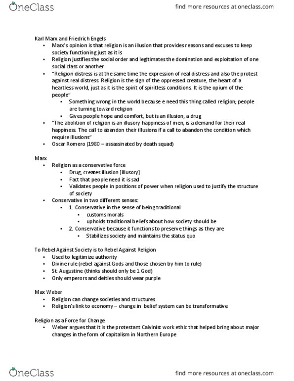 SOSA 3013 Lecture Notes - Lecture 6: Friedrich Engels, Divine Right Of Kings, Elective Affinities thumbnail