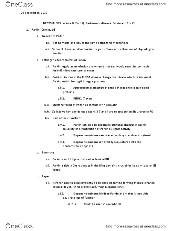 CAS BI 525 Lecture Notes - Lecture 8: Ring1, Quinone, Neuromelanin thumbnail
