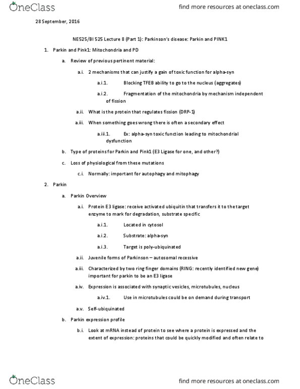 CAS BI 525 Lecture Notes - Lecture 8: Pink1, Tfeb, Dnm1L thumbnail