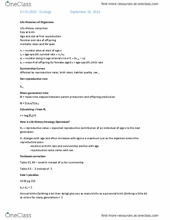 ECOL 3505H Lecture Notes - Lecture 12: Joule thumbnail