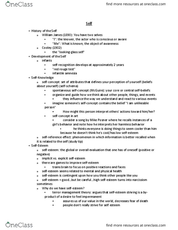 PY 372 Lecture Notes - Lecture 3: Terror Management Theory, Mike Posner, Social Comparison Theory thumbnail