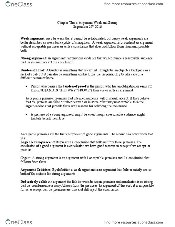 PHIL 1600 Chapter Notes - Chapter 3: Logical Consequence, Fallacy, Straw Man thumbnail