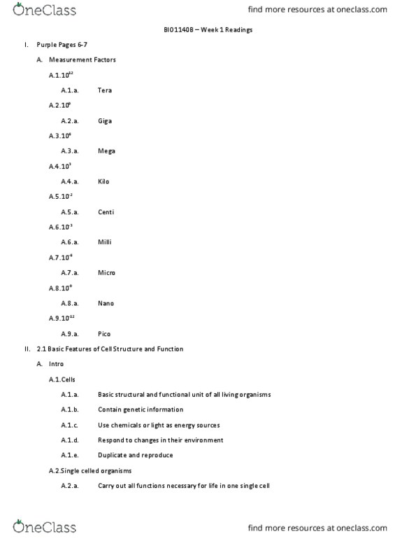 BIO 1140 Chapter Notes - Chapter 1: Protein C, Lipid Bilayer, Cierva C.4 thumbnail