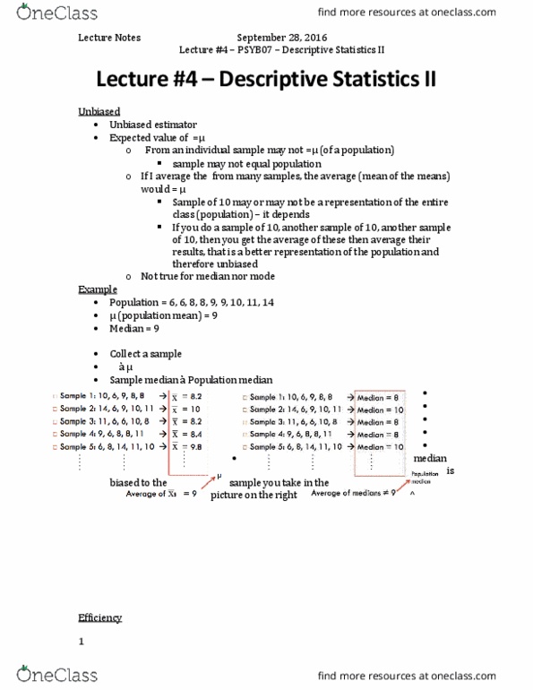 PSYB07H3 Lecture Notes - Lecture 4: Interquartile Range, Statistical Inference, Quartile thumbnail