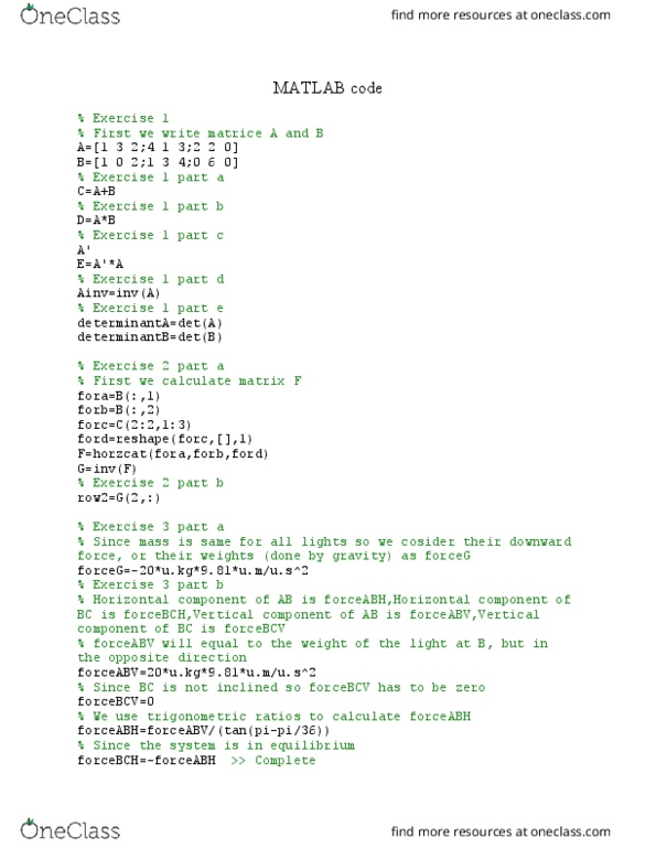 CEN 100 Lecture Notes - Lecture 2: Matlab thumbnail