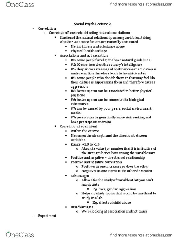 PSYC 3402 Lecture Notes - Lecture 2: Stanford Prison Experiment, Random Assignment, Confounding thumbnail