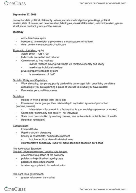 PO101 Lecture Notes - Lecture 7: Socratic Method, Political Philosophy, Representative Democracy thumbnail