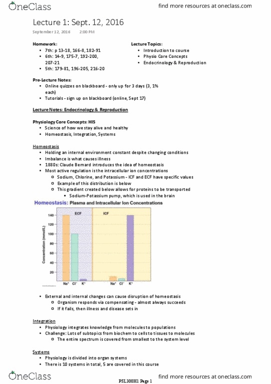 PSL300H1 Lecture Notes - Lecture 1: Blackboard, Homeostasis, Chemical Substance thumbnail