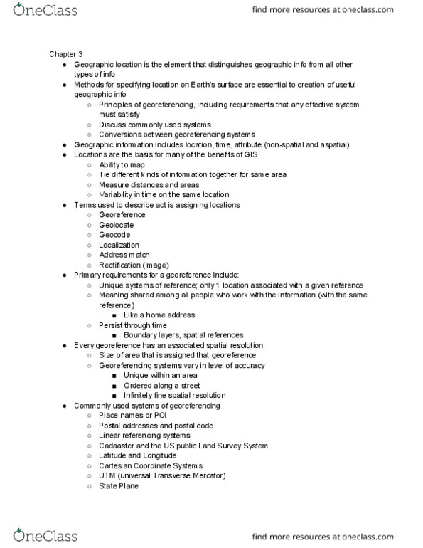 GEOG372 Lecture Notes - Lecture 4: Public Land Survey System, Geographic Coordinate System, Universal Transverse Mercator Coordinate System thumbnail