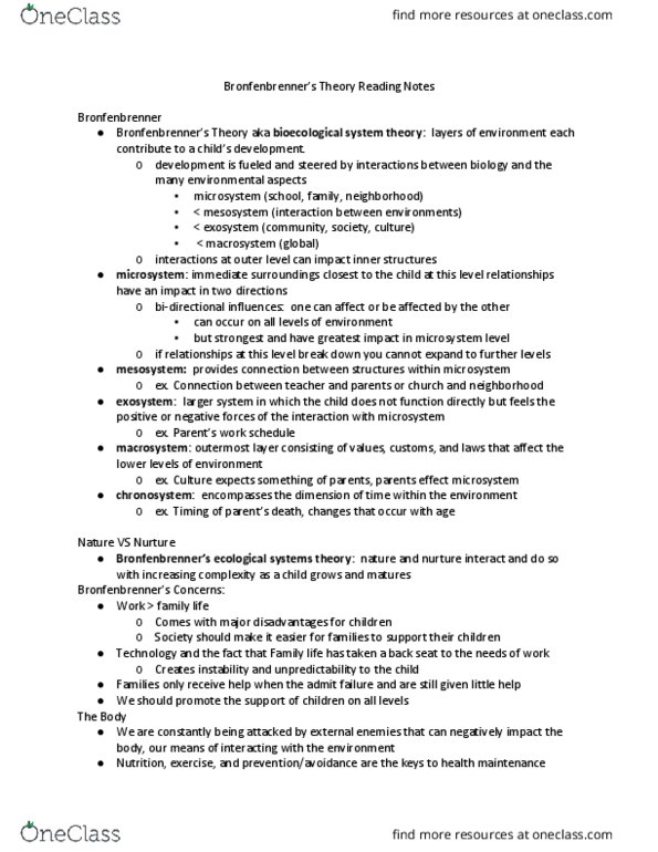 HDFS 1070 Lecture Notes - Lecture 2: Ecological Systems Theory, Theory Of Multiple Intelligences thumbnail