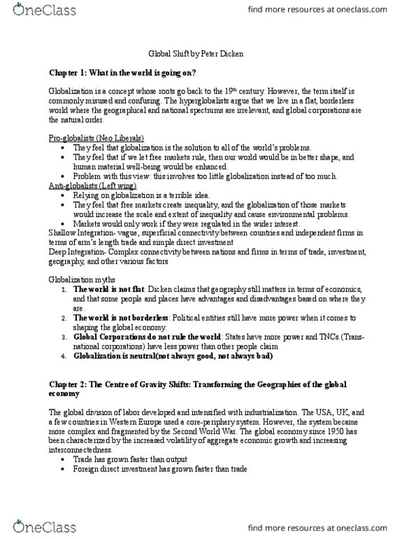 GEOG 332 Chapter 1-3: Global Shift Summary of the 1st Three Chapters thumbnail