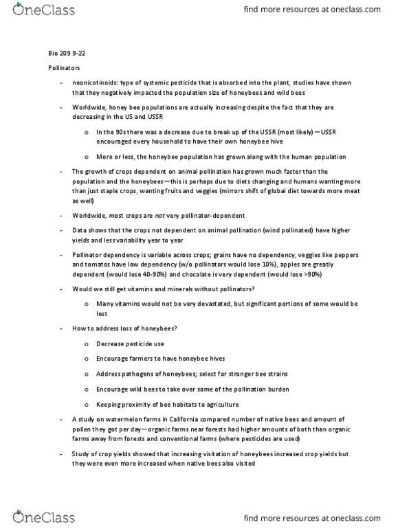 BIOLOGY 290 Lecture Notes - Lecture 8: Neonicotinoid thumbnail