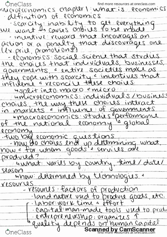 ECO 201 Chapter 1-3: Microeconomics Chapters 1-3 Notes thumbnail