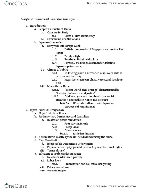 HST 296 Chapter Notes - Chapter 2: Japanese Communist Party, Mao Zedong, Fokker E.Ii thumbnail