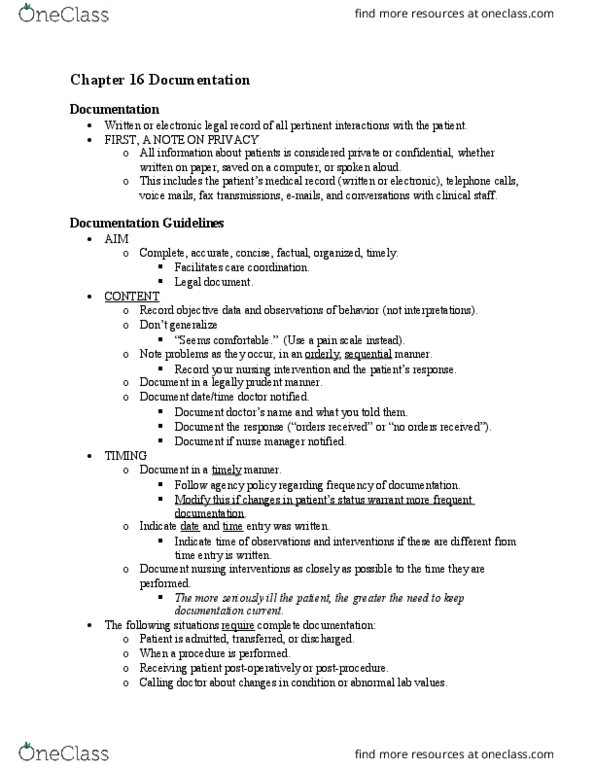 NURSE-3101 Lecture Notes - Lecture 9: Trailing Zero, Medical Record, Pain Scale thumbnail