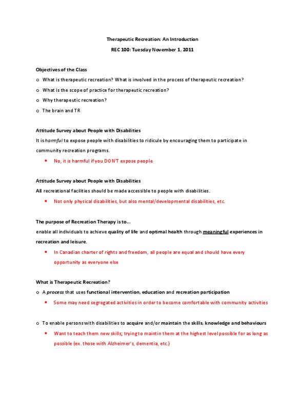 REC100 Lecture Notes - Lecture 9: Congenital Disorder, Hot Tub, Visual Impairment thumbnail