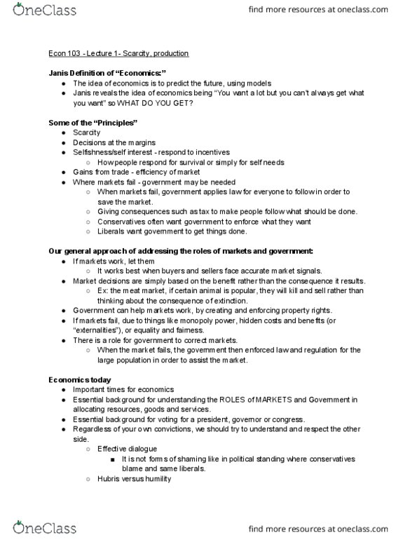 ECON 103 Lecture 1: Scarcity and Production - How it works and What are its Effect thumbnail