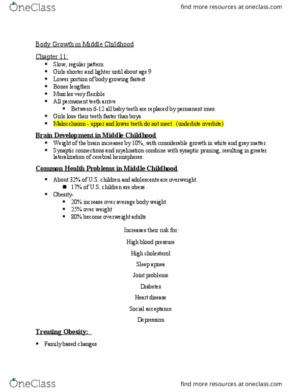 HDF 303 Lecture Notes - Lecture 9: Permanent Teeth, Synaptic Pruning, Eye Strain thumbnail