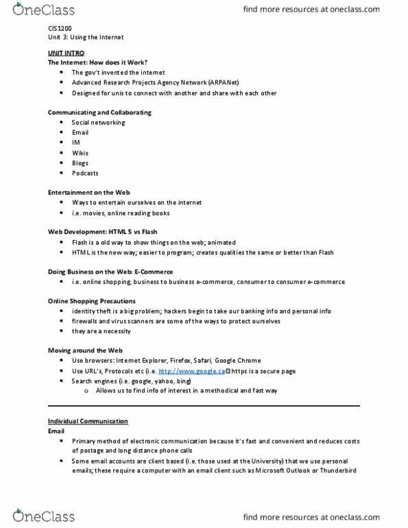 CIS 1200 Lecture Notes - Lecture 3: Electronic Mailing List, Unit, Local Area Network thumbnail