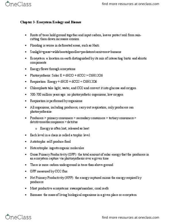 EVR 1001 Lecture Notes - Lecture 5: Hydrogen Sulfide, Aphotic Zone, Lightning thumbnail