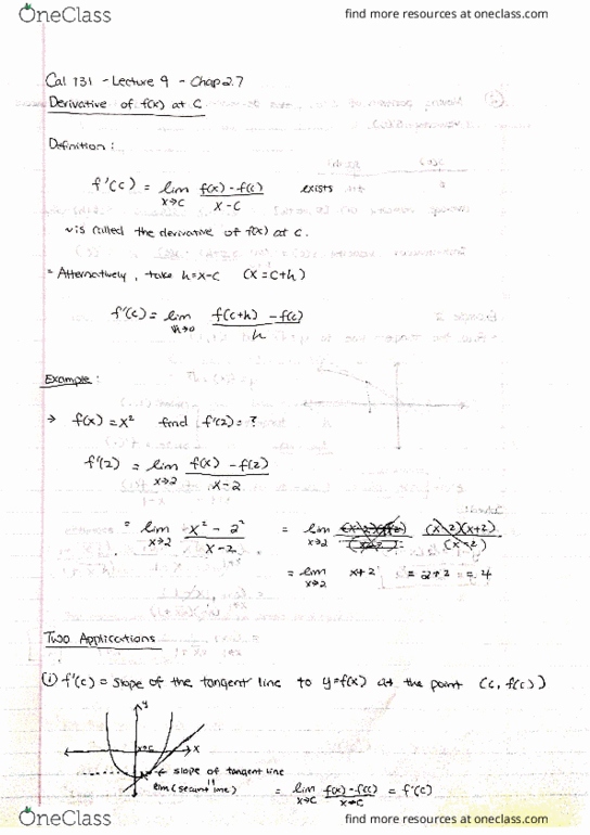 MATH 131 Lecture Notes - Lecture 9: Fax thumbnail