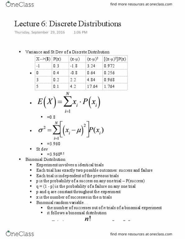EC255 Lecture Notes - Lecture 6: Standard Deviation, Probability Distribution thumbnail