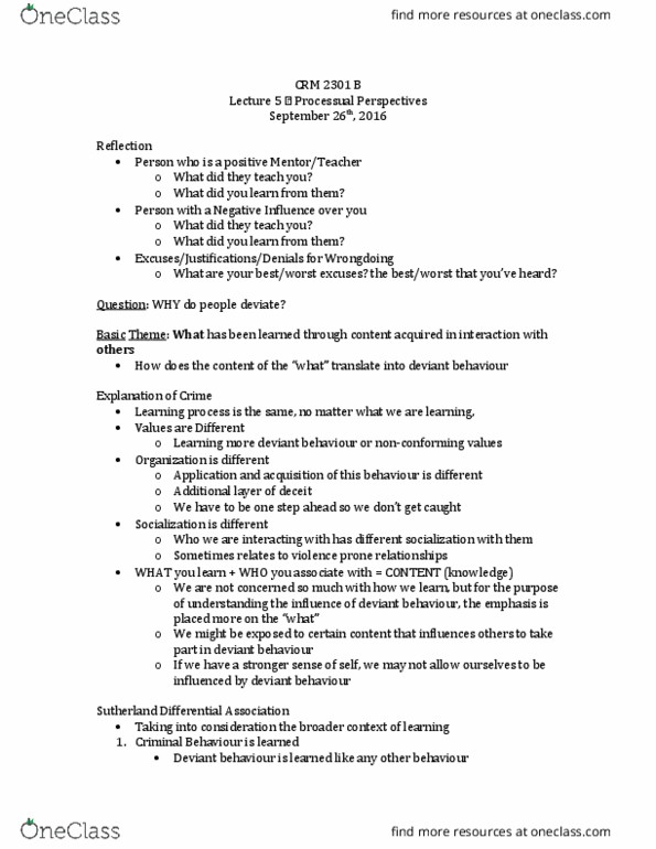 CRM 2301 Lecture Notes - Lecture 5: Reference Group, Dignity, Individualism thumbnail