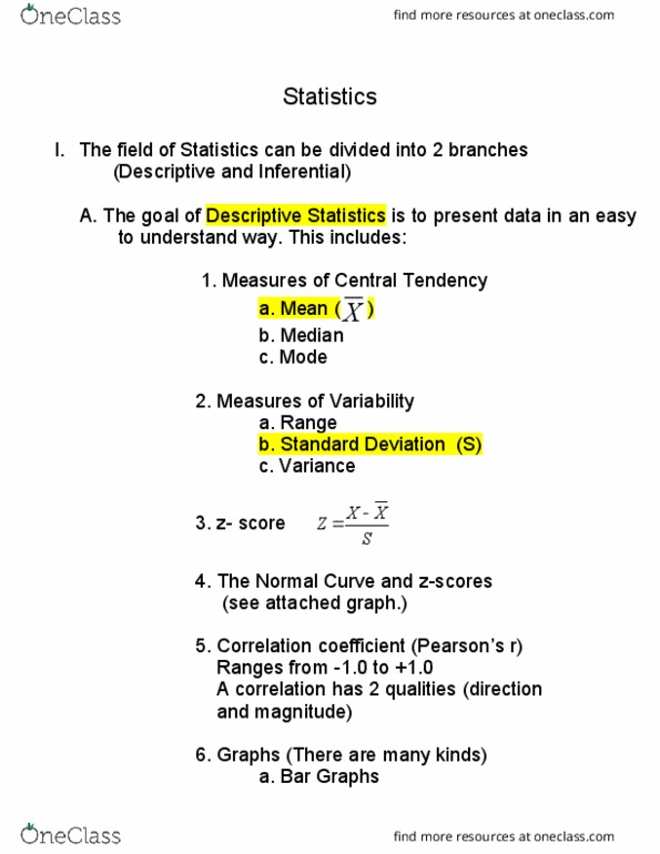 PSY 110 Lecture Notes - Lecture 2: Line Graph, Descriptive Statistics, Normal Distribution thumbnail