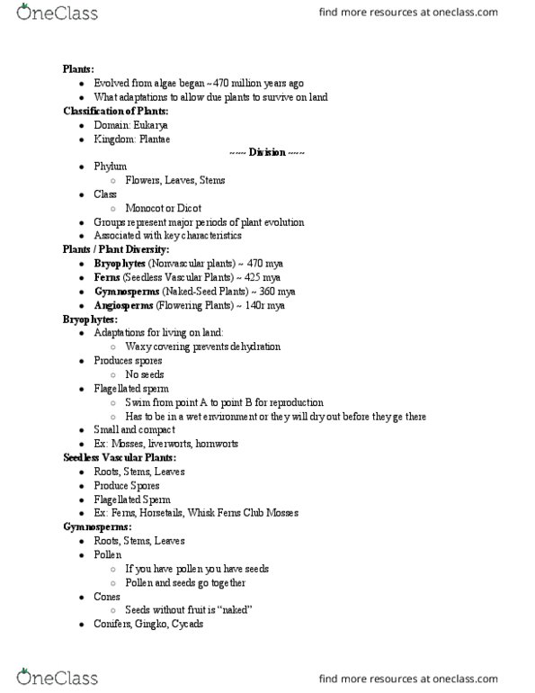 BIOL 100 Lecture Notes - Lecture 4: Dicotyledon, Phototropism, Thigmotropism thumbnail