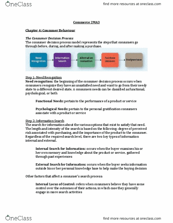 COMMERCE 2MA3 Chapter Notes - Chapter 4: Problem Solving, Elaboration Likelihood Model, Scale-Invariant Feature Transform thumbnail