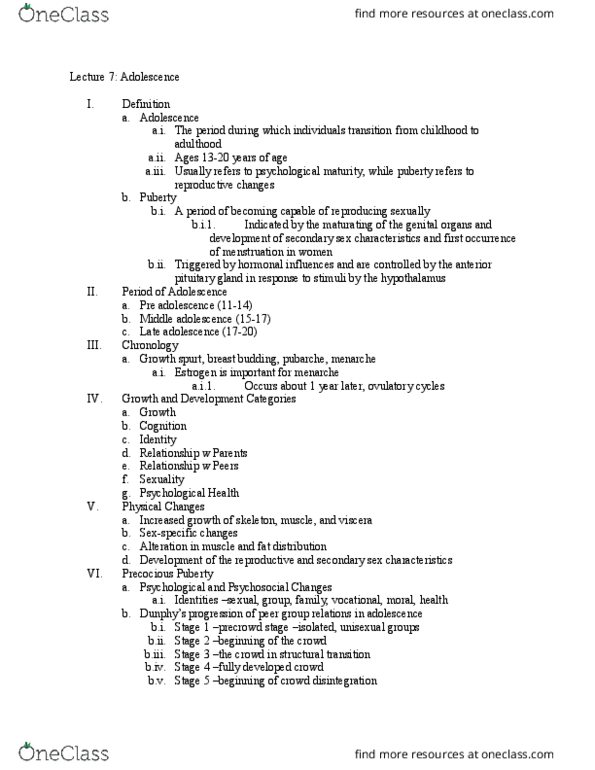 WGS 2240 Lecture Notes - Lecture 7: Sexually Transmitted Infection, Pubarche, Puberty thumbnail