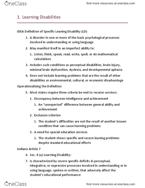 SPCE 201 Lecture Notes - Lecture 6: Dyslexia thumbnail