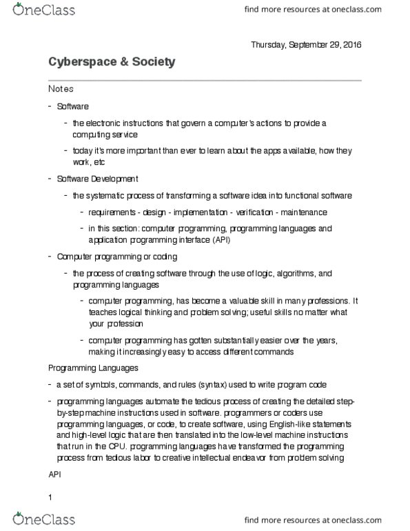 CIS 0935 Lecture Notes - Lecture 6: Application Programming Interface, Computer Hardware, Windows 8 thumbnail