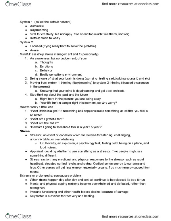 PSYC 001 Lecture Notes - Lecture 4: Learned Helplessness, Stress Management, Fokker E.Ii thumbnail