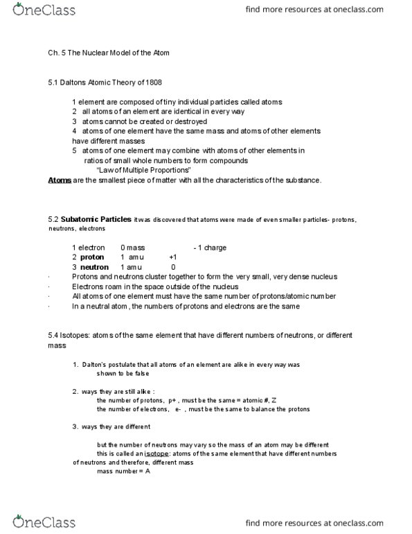 CHM 109 Lecture Notes - Lecture 3: Alkaline Earth Metal, Carbon-12, Unified Atomic Mass Unit thumbnail