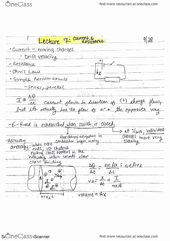 PHYSICS 104 Lecture 7: Current and Resistance thumbnail