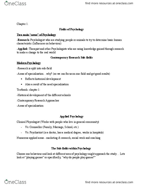 PSYC 1001 Lecture Notes - Lecture 1: Controllability, Descriptive Statistics, Experimental Psychology thumbnail