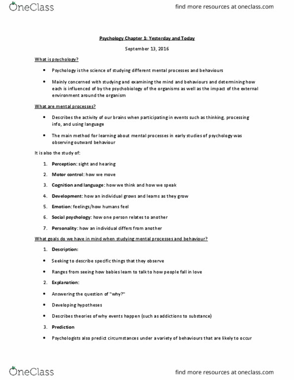 PSYC 200 Chapter Notes - Chapter 1: Behavioral Neuroscience, Motor Control, Neuron thumbnail