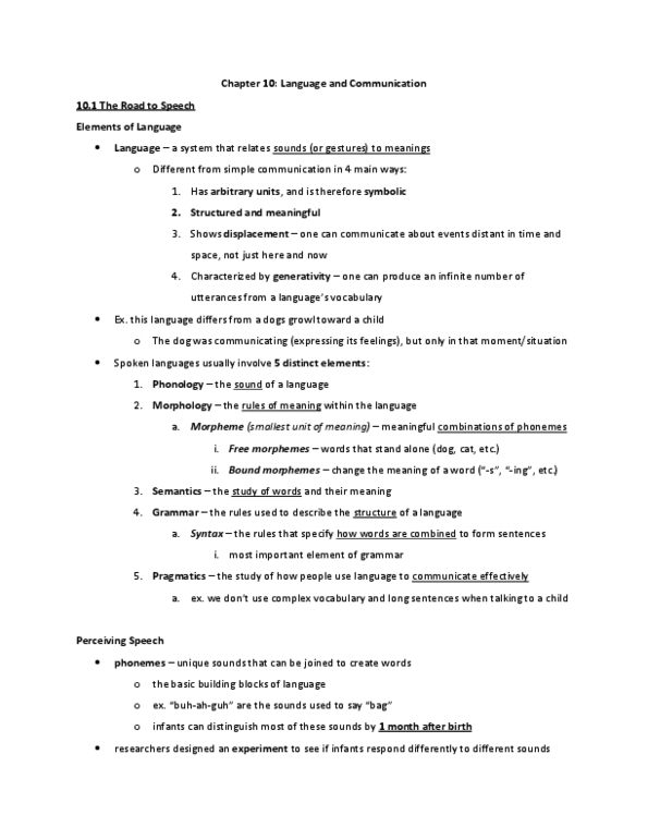 PSYCH211 Chapter Notes - Chapter 10: Pragmatics, Code-Switching, Bootstrapping (Linguistics) thumbnail