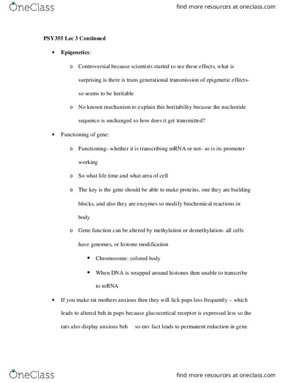 PSY355H5 Lecture Notes - Lecture 3: Somatic Cell, Heritability thumbnail