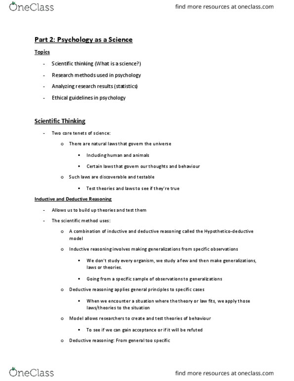 PSYC 1000 Lecture Notes - Lecture 4: Falsifiability, Inductive Reasoning, Amnesia thumbnail