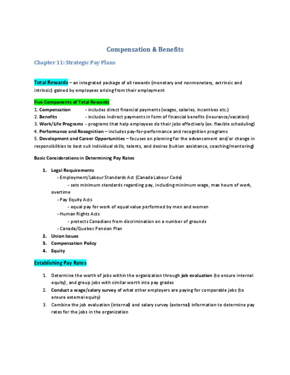 BU354 Lecture Notes - Prevailing Wage, Defined Benefit Pension Plan, Unemployment Benefits thumbnail