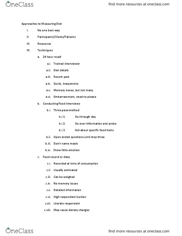 NUTR 395 Lecture Notes - Lecture 4: Questionnaire, Fokker E.Ii thumbnail