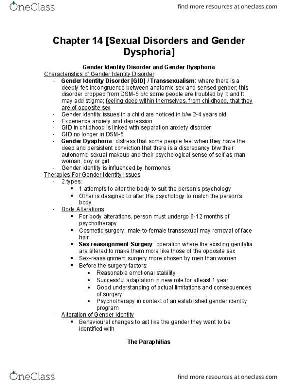 PSYB32H3 Chapter Notes - Chapter 14: Anxiety Disorder, Cognitive Therapy, Systematic Desensitization thumbnail