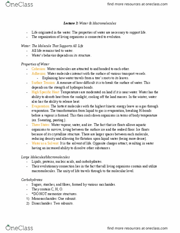 BIO152H5 Lecture Notes - Lecture 2: Peptidoglycan, Chitin, Gene Expression thumbnail