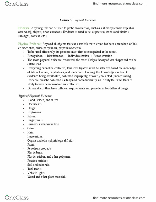 FSC239Y5 Lecture Notes - Lecture 5: Sole Markings, Abo Blood Group System, The Technique thumbnail