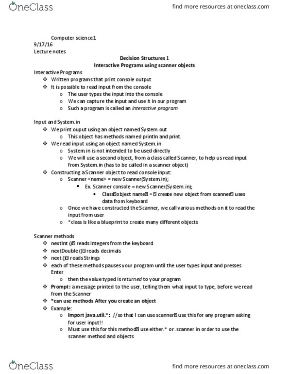 COSC 236 Lecture Notes - Lecture 8: Boolean Expression, Semicolon thumbnail